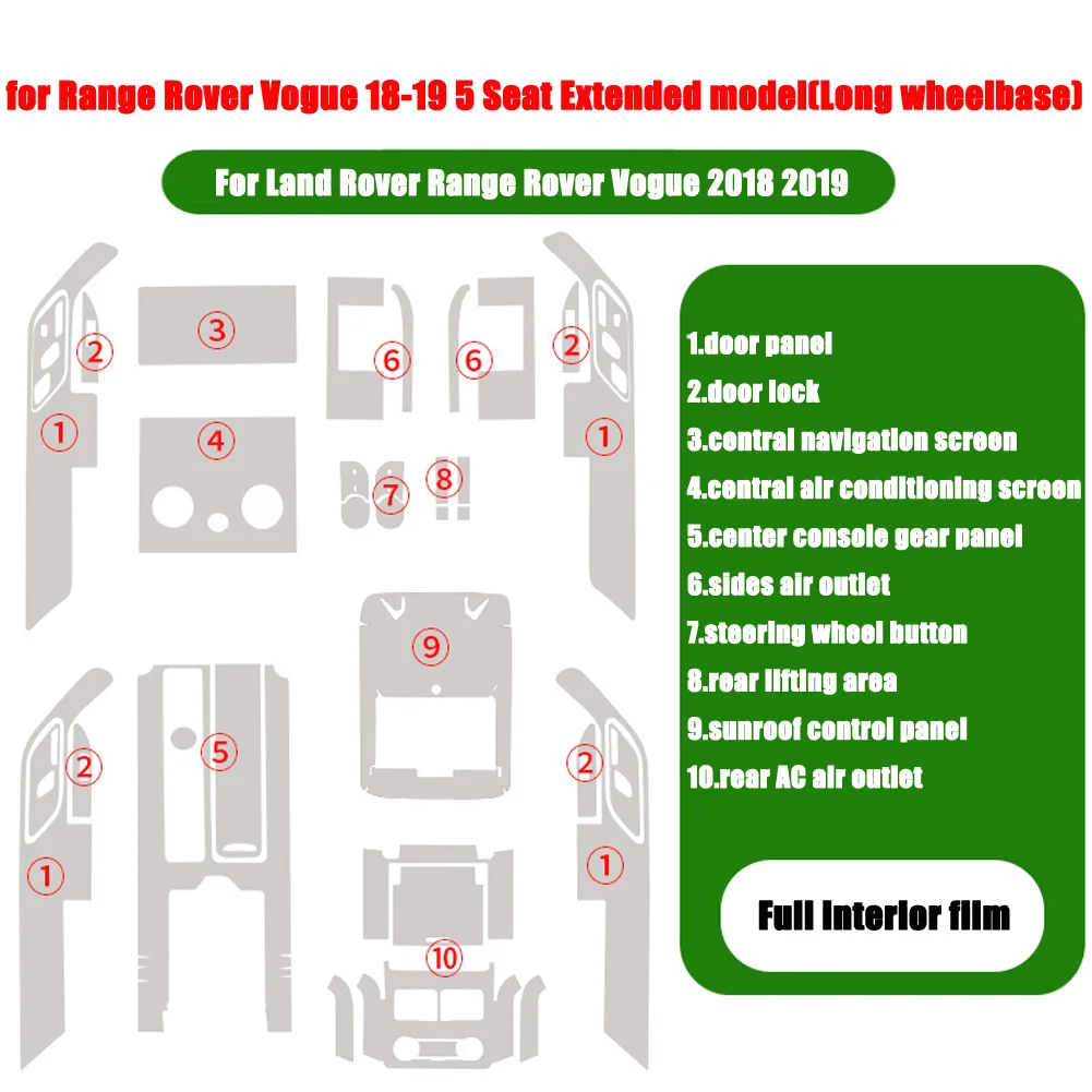Для Land Rover Range Rover Vogue L405 RR Sport L494 Автомобильная дверная центральная консоль пленка центральный AC навигационный экран ТПУ Защитная пленка - Название цвета: 13
