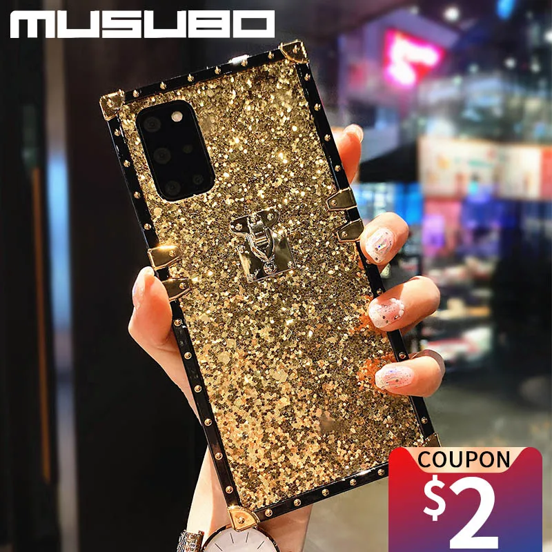 Musubo Luxury Phone Case For Samsung Galaxy S20 FE Note 10 Plus Note 20 Ultra A72 a52 A51 a32 A71 a70 Glitter Shine Cover Coque samsung silicone Cases For Samsung