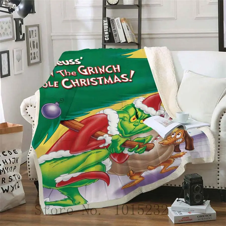 Grinch палантин Рождество 3D печатных шерпа одеяло пододеяльник путешествия постельные принадлежности Outlet бархат плюшевый плед Флисовое одеяло покрывало - Цвет: 006