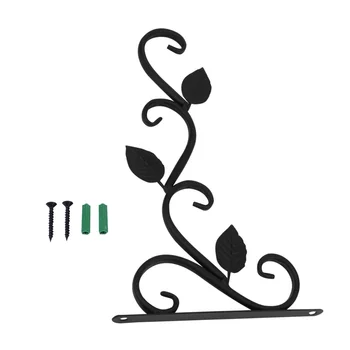 

European Modern Wall-Mounted Flower Hook Wrought Iron Flower Basket Hanging Rack Metal Hanging Flower Stand (Black)