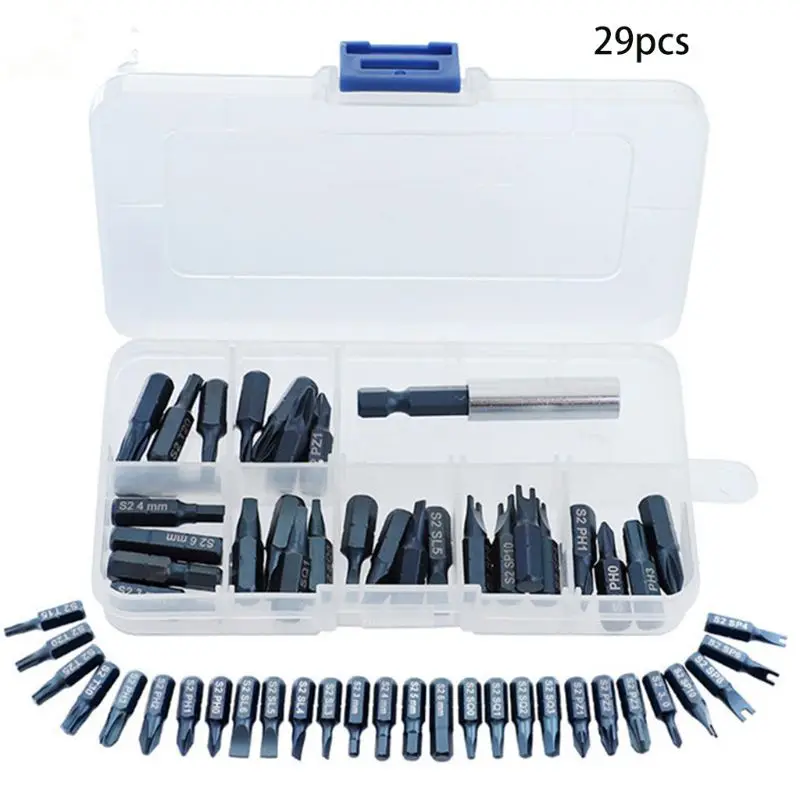 

29 Pcs Multifunction Professional Magnetic Impact Screwdriver Bit Metal Holders Set Drop Handheld Power Tool Accessories