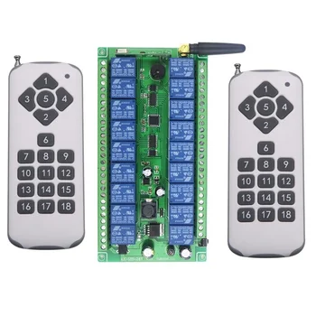 

DC12V DC24V 18CH RF Wireless Remote Control Switch System,2* Transmitter + Receiver + antenna Jog Self-lock Inter-lock