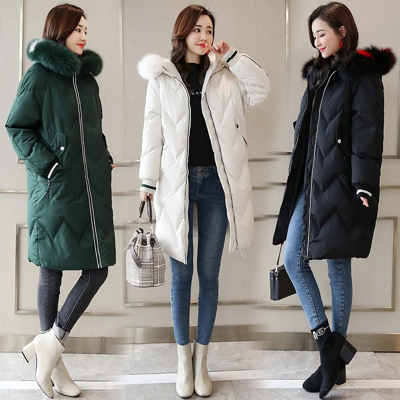 

Hooded Mid-length down Jacket Cotton-padded Clothes Women's 2018 Winter New Style Korean-style Slimming Thick Warm Versatile Cot