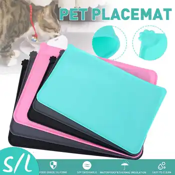 

Waterproof Pet Mat Solid Color Silicone Pet Food Pad Pet Bowl Drinking Mat Feeding Placemat Easy Washing Durable S/L