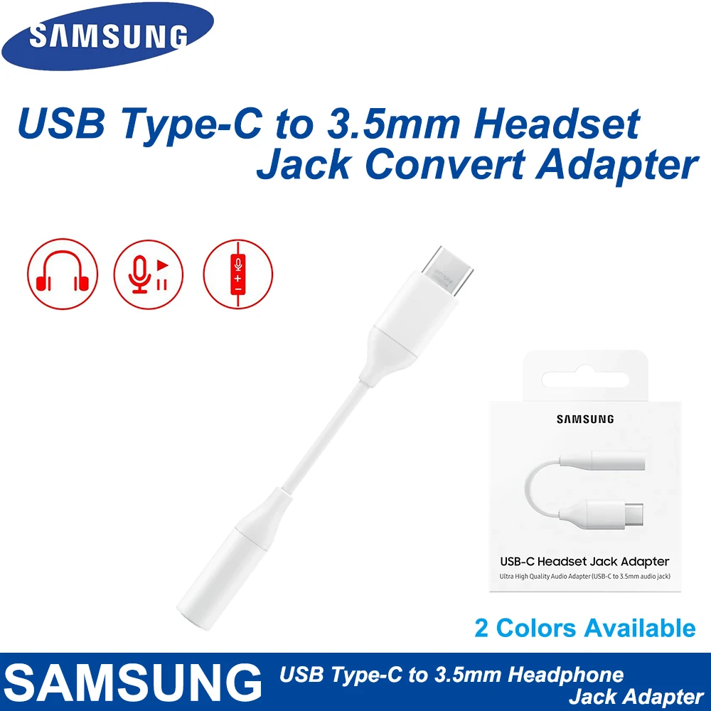 100% Samsung USB Type-C Male To 3.5mm Earphone AUX Audio Cable USB C to 3.5 Adapter Converter For GALAXY A8+ 2018 Note10 Pro cell phone plug adapter