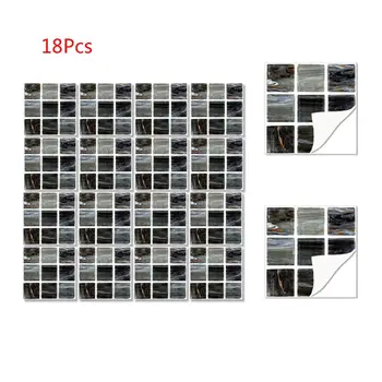 

18PCS Vintage Simulation Tile Paster Self-Adhesive Waterproof DIY Wall Sticker B0KC