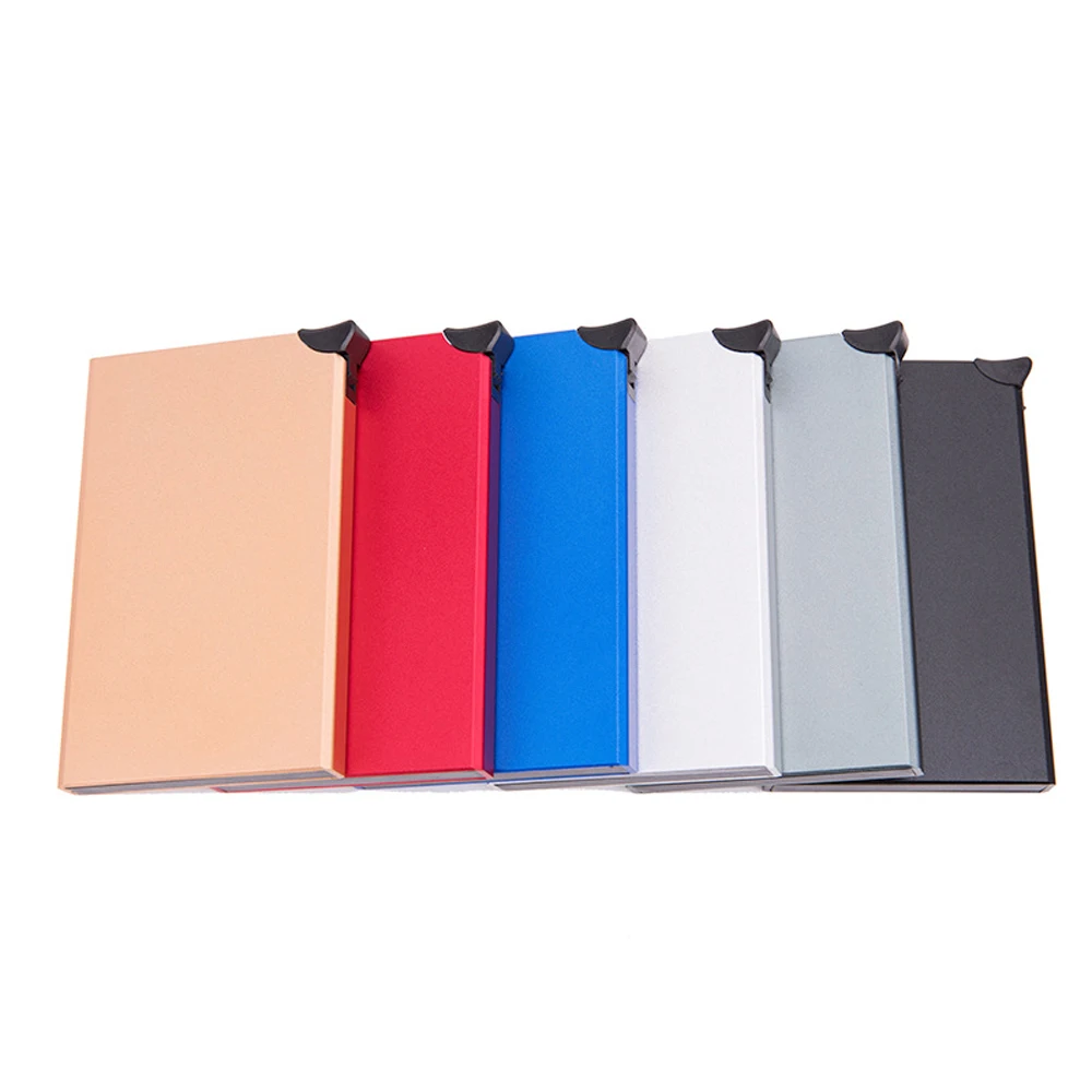 RFID Anti-theft Smart Wallet Thin ID Card Holder Unisex Automatically Solid  Metal Bank Credit Card Holder Business Mini