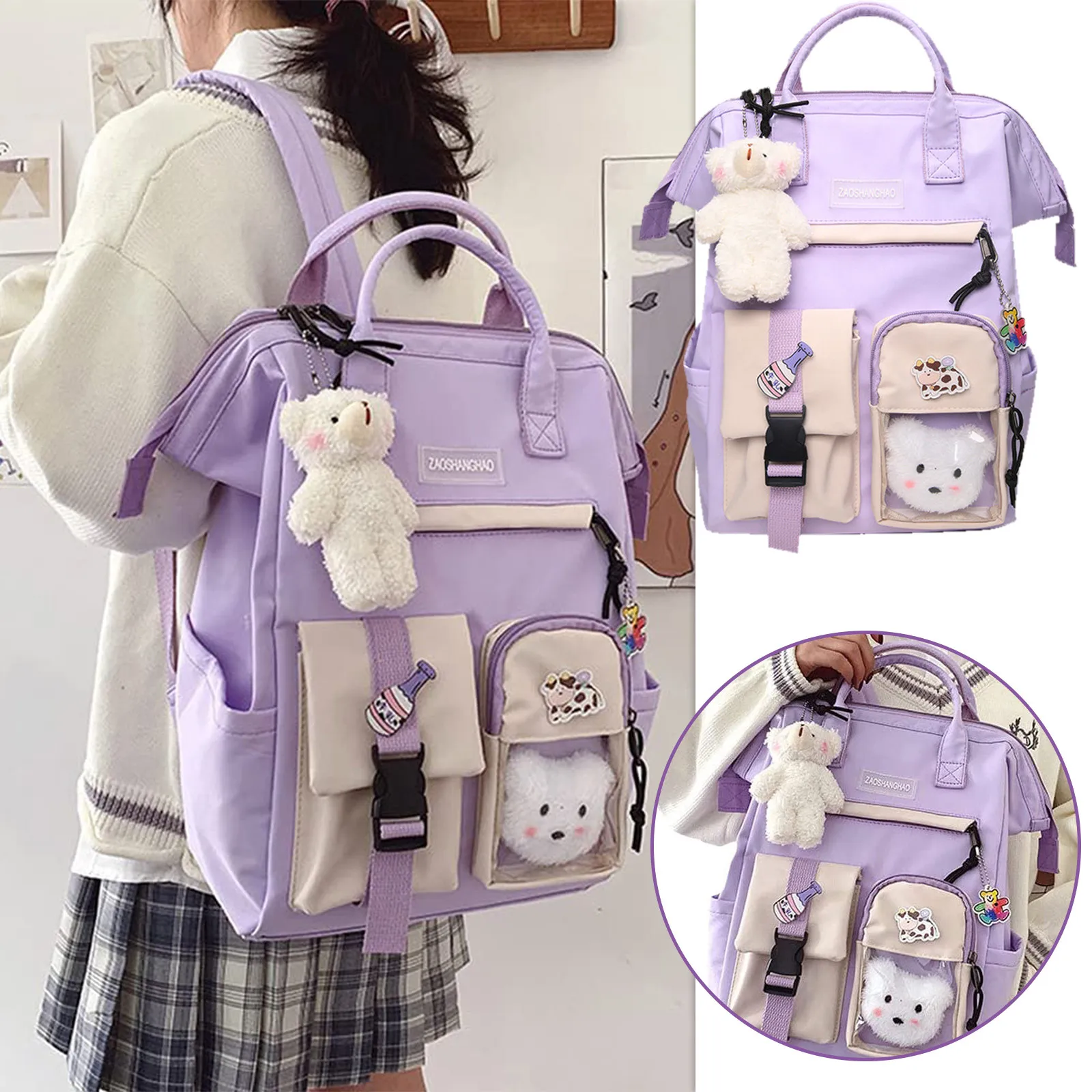 Kawaii Sac à Dos Mignon Ours Accessoires Sac à Dos pour l'École