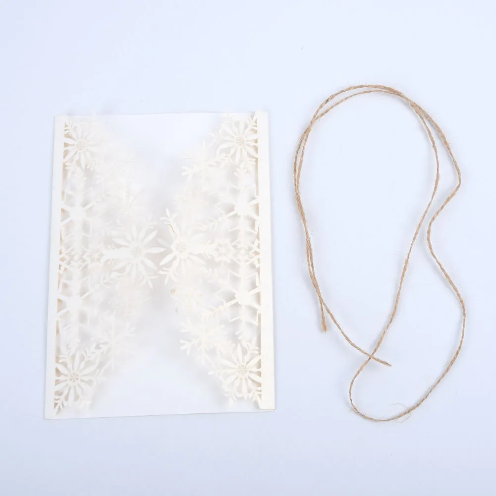  Unique design 50 PCS Exquisite White Snowflake Hollow Invitation & Greeting Card for Wedding - 4.00035E+12