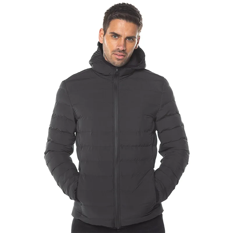 Зимние мужские куртки для бодибилдинга и бега, повседневные куртки, пальто с капюшоном, базовая Мужская спортивная одежда для фитнеса, Мужская одежда, парка - Цвет: Черный