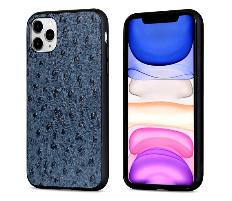 Мягкий чехол из натуральной кожи и ТПУ для iPhone 11 Pro Max, Роскошный милый ультратонкий жесткий чехол со страусом для iPhone11 Promax