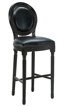 

American Solid Wood Bar Chair European Style Retro High Stool Backrest Front Desk