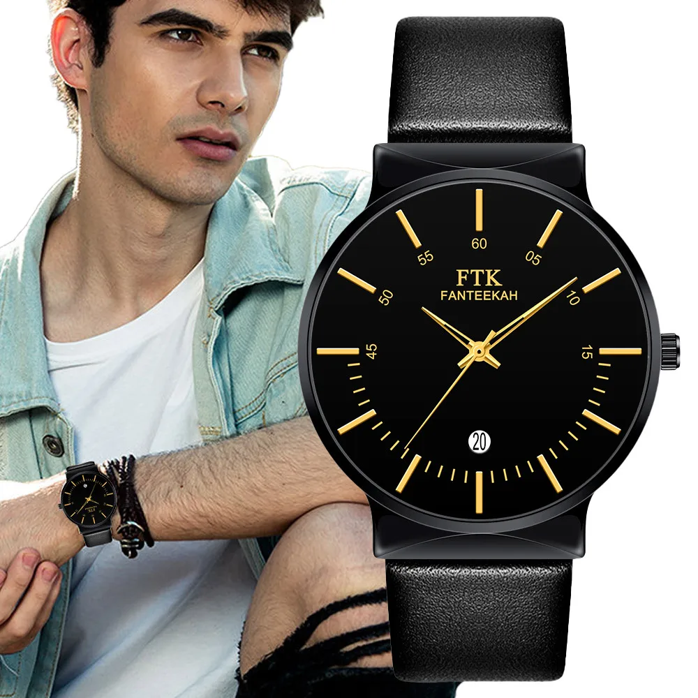Thin Fashion Male Wristwatch Leather Watch Men Quartz Business Slim