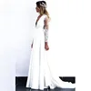 2022 Wholesale Charming White Long Sleeve Bridal Wedding Gowns Lace Deep V Neckline Wedding Dress for Bride Cut Out Back A Line ► Photo 2/6