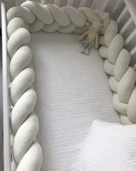 Parachoques De 3M para cama De bebé, cojín con nudo trenzado, Protector De cuna infantil, decoración De habitación De bebé 1