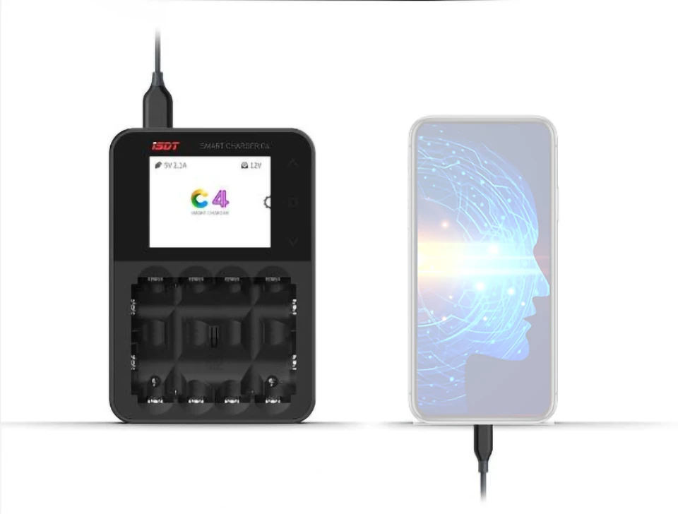  Original ISDT C4 8A Touch Screen Smart Battery Charger Screen With USB Output For 18650 26650 AA AA - 4000252470965