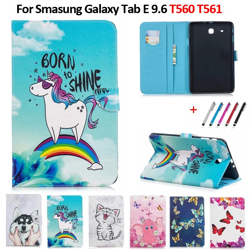 Чехол для Samsung Galaxy Tab E 9 6 чехол T560 SM-T560 T561 Kawaii Единорог кошка щенок Funda планшет |