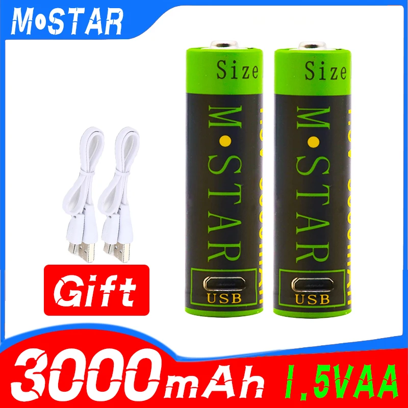 

High capacity 1.5V 3000mAh AA Rechargeable Battery li-ion Battery polymer with USB rechargeable lithium usb battery + USB cable