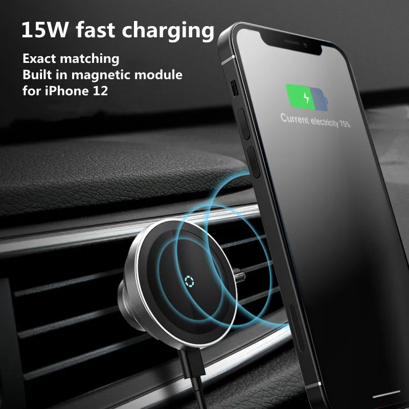 Car Wireless Charger Magnetic 15W Fast Charging Base For MagSafe iPhone 12 Pro Max Mini Xiami Huawei Mobile Phone Holder