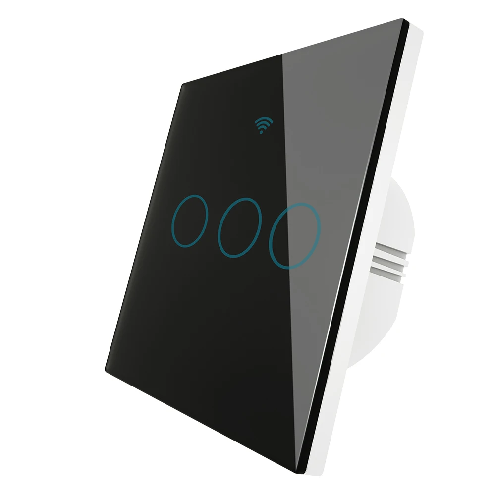 3 Gang Black Switch WiFi умный настенный сенсорный выключатель света Smart Life/Tuya беспроводной пульт дистанционного управления работает с Alexa Google Home белый черный золотой - Цвет: 3 Gang Black Switch