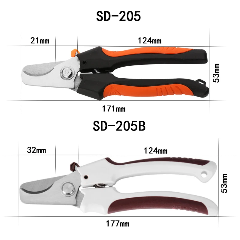 SD-205/205B кабельный резак для зачистки плоскогубцы промышленный уровень резак способность 24mm2/38mm2 диаметр 10 мм/16 мм 5CR13 стальные инструменты