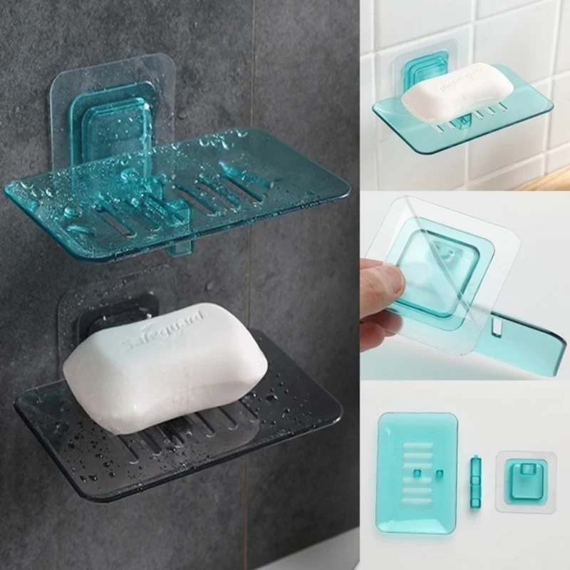Creative Crystal Shelf Leachate Soap Box Dish Drain Bathroom Wall-mounted Rack W 