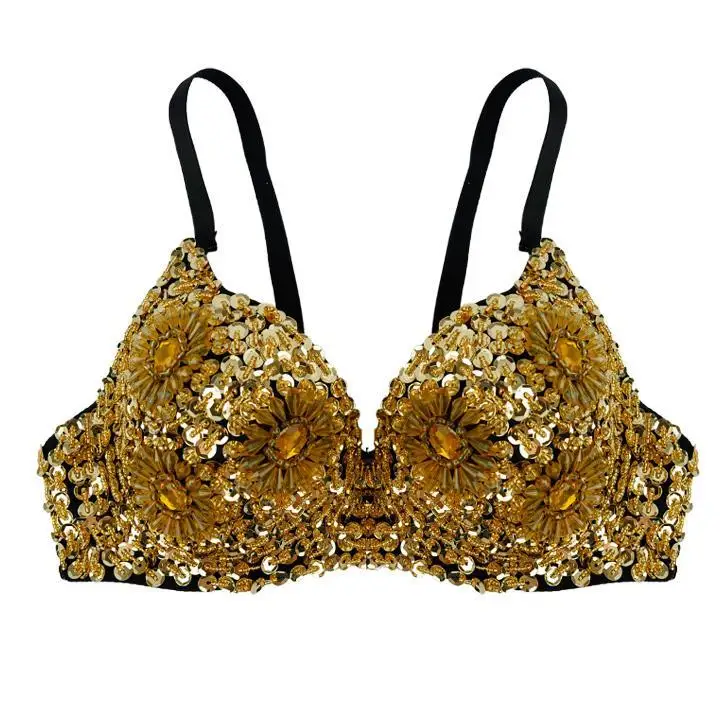 

Sexy Women Beaded Sequins Bra B/C Cup Belly only ,the accessories not included! Dance Costume Dancewear Tops