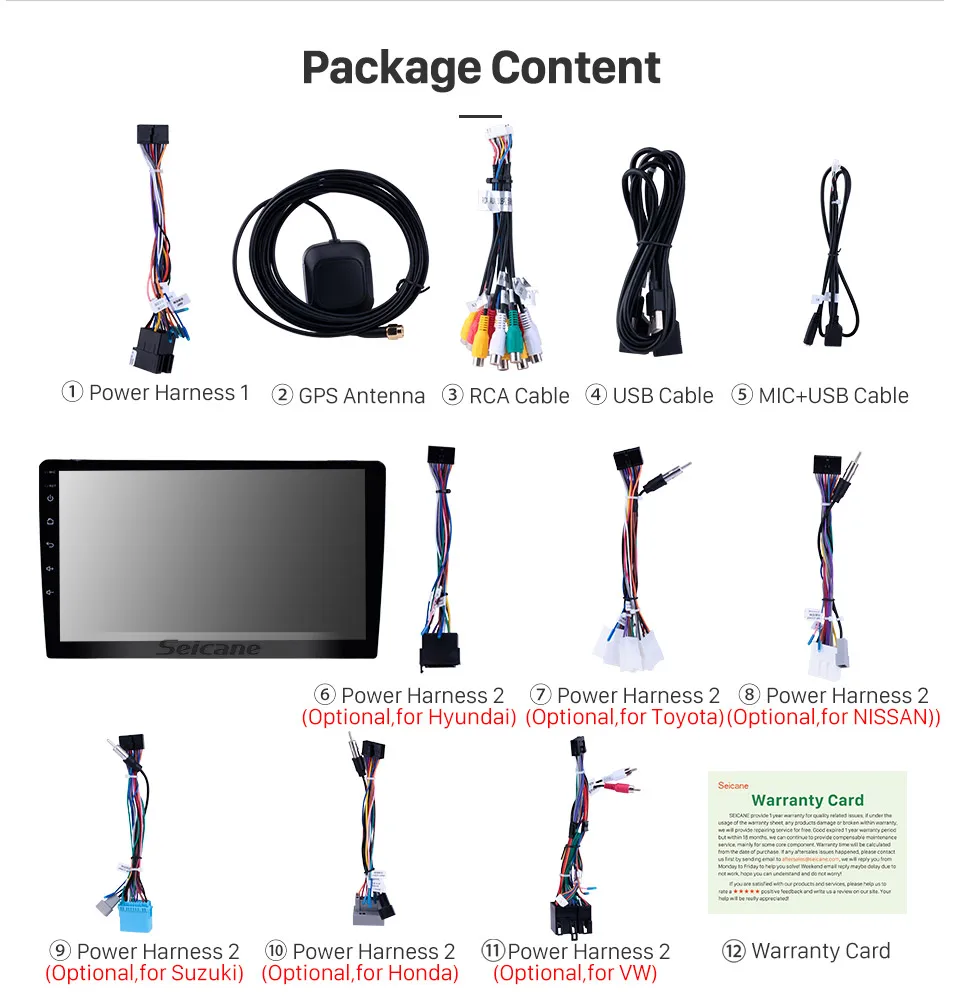 Seicane Universal Car Android 9.0 HD Stereo 1Din For Honda Kia Nissan Suzuki Toyota VW GPS Navi Multimedia Player Support Wifi