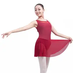 Новый взрослый гимнастическое трико юбка для девочек лайкра спандекс балетные трико с шифоновая юбка высокое качество Для женщин балерина