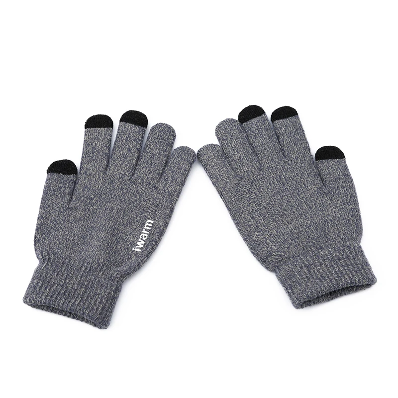 Мужские вязаные перчатки, противоскользящие, сенсорный экран, высокое качество, мужские толстые теплые перчатки, зима-осень, мужские варежки
