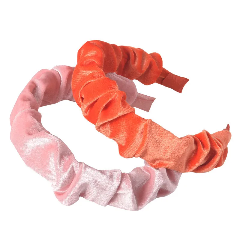 

Women Vintage Boho Velvet Folding Headbands Wide Solid Hairbands Headwraps Comfortable Hair Accessories Hoops