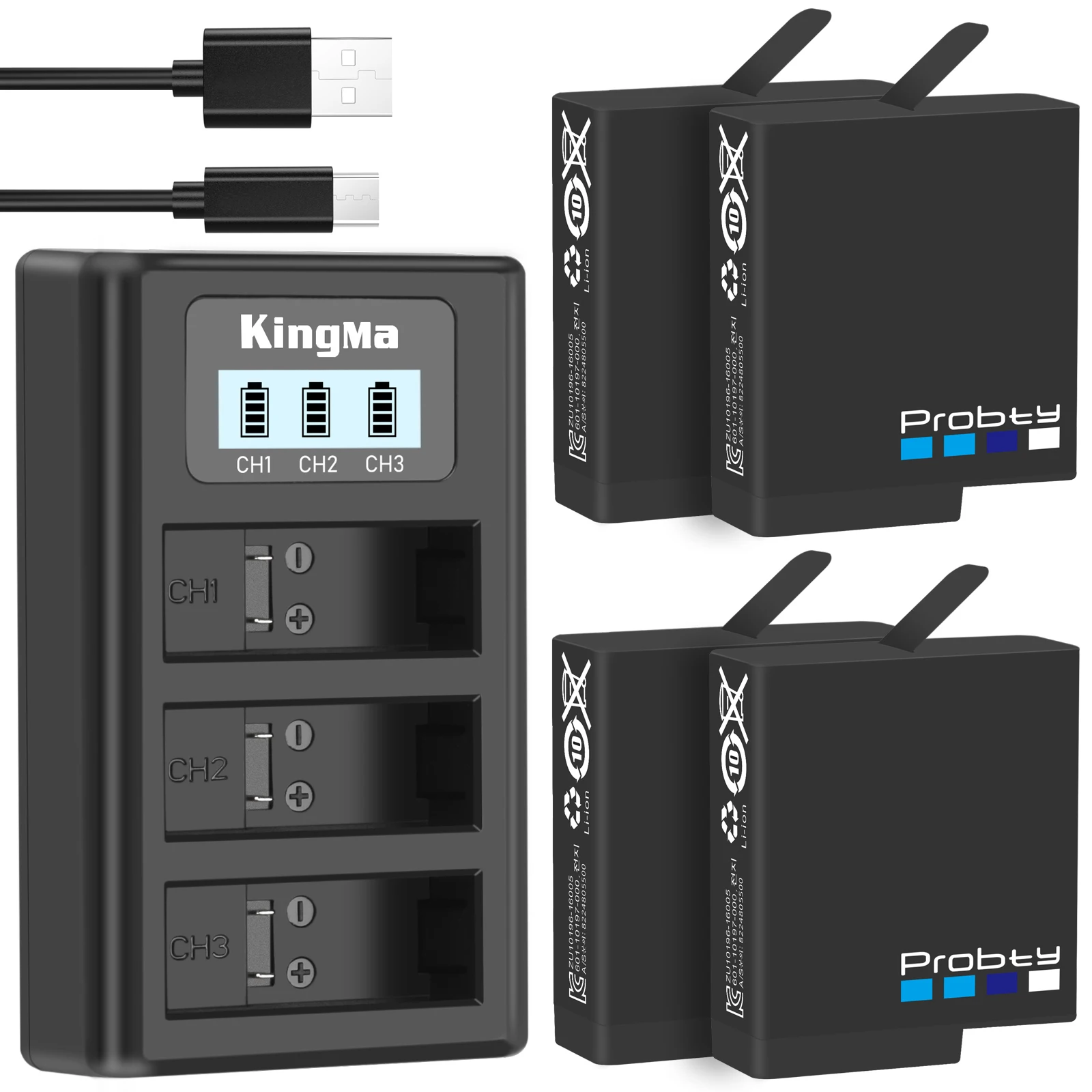 2 BATTERIES & BE A HERO STICKER GoPro KINGMA GOPRO MAX BATTERY AND CHARGER KIT 