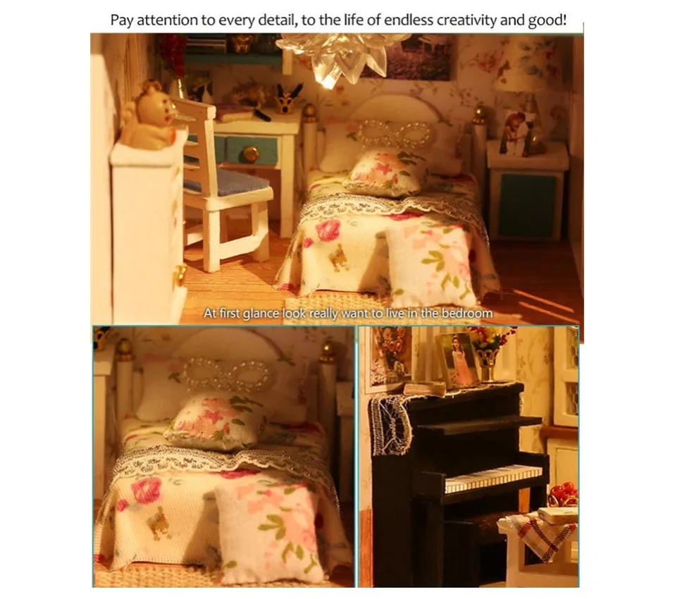 Аккуратно ручной деревянный замок Миниатюрный Кукольный домик с мебели и телескопом сборка деревянный кукольный дом для детей подарок