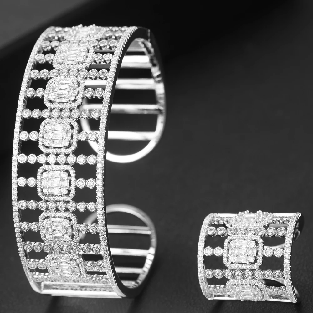 missvikki Luxury New Elegant Stacks Big Bangle For Women Wedding Baguette Arabia Bangle Bridal brincos para as mulheres Hot