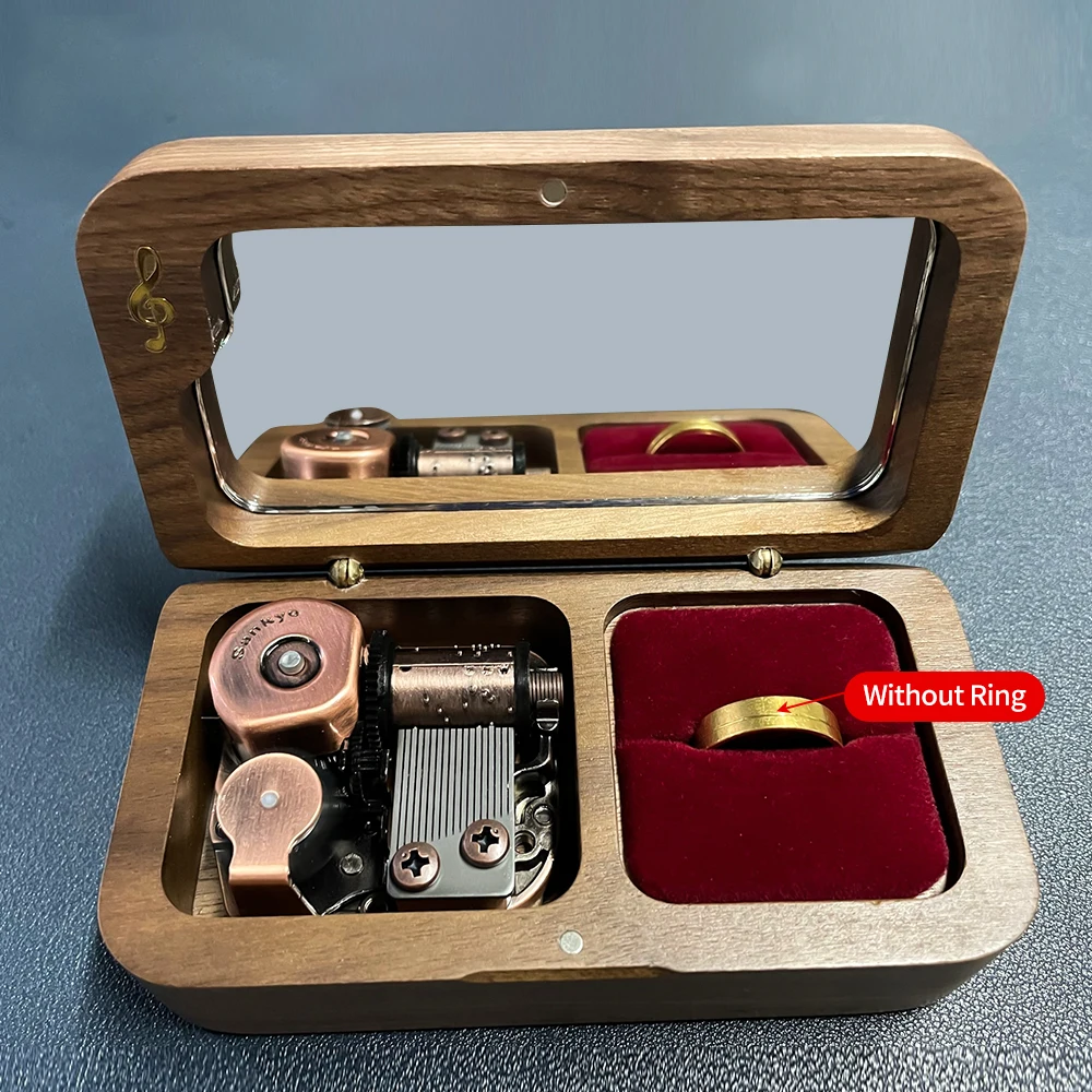 Dřevo displej skříňka organizátor prsten šperků dřevěný pouzdro muzika skříňka úložný balení dar boxů šperků pouzdro