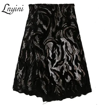 

2020 Latest Sequence Fabrics African Lace Fabric with Sequins High Quality Velvet Lace Fabric Nigerian Net Lace Fabric NI2683