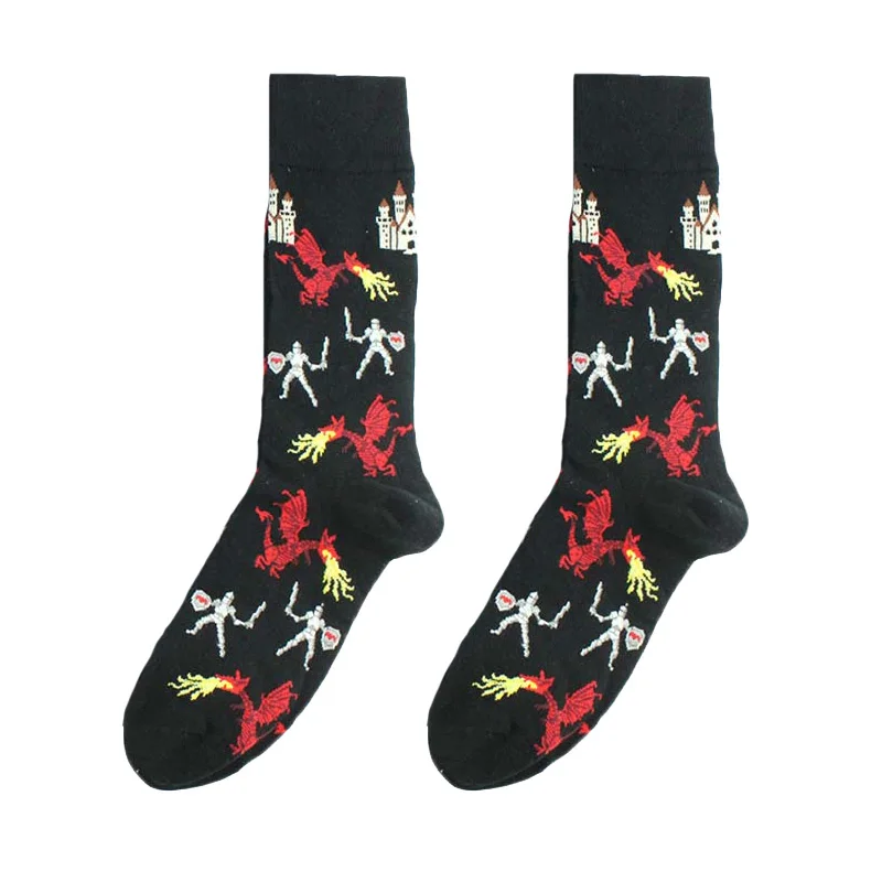 Creative Food Animal Socks Combed Cotton Funny Socks Men Novelty Design Airplane Dinosaur Crew Skateboard Socks Calcetines Hombr - Цвет: 6