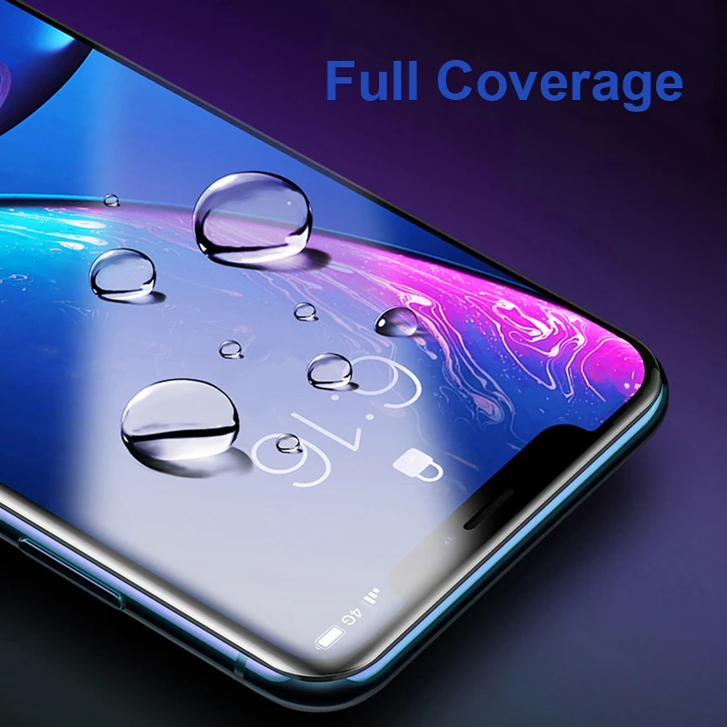 Полное покрытие закаленное стекло для iPhone 12 X XR XS 11 Pro Max Защита экрана iPhone8 7 6 6s Plus