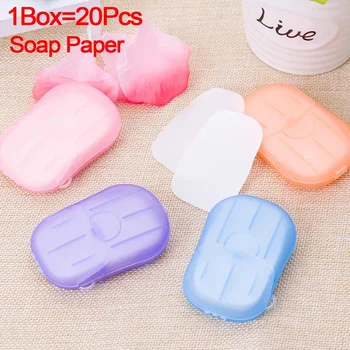 

20Pcs/Box Disposable Soap Paper Clean Scented Slice Foaming Box Portable Mini Paper Soap For Outdoor Travel Use Color Random