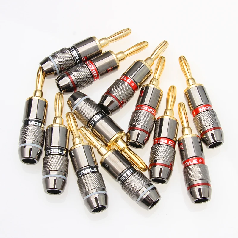 

New Arrival 1 Pc Banana Plug Connector Gold Color Musical Speaker Adapter 6mm Copper Screw Audio Connectors