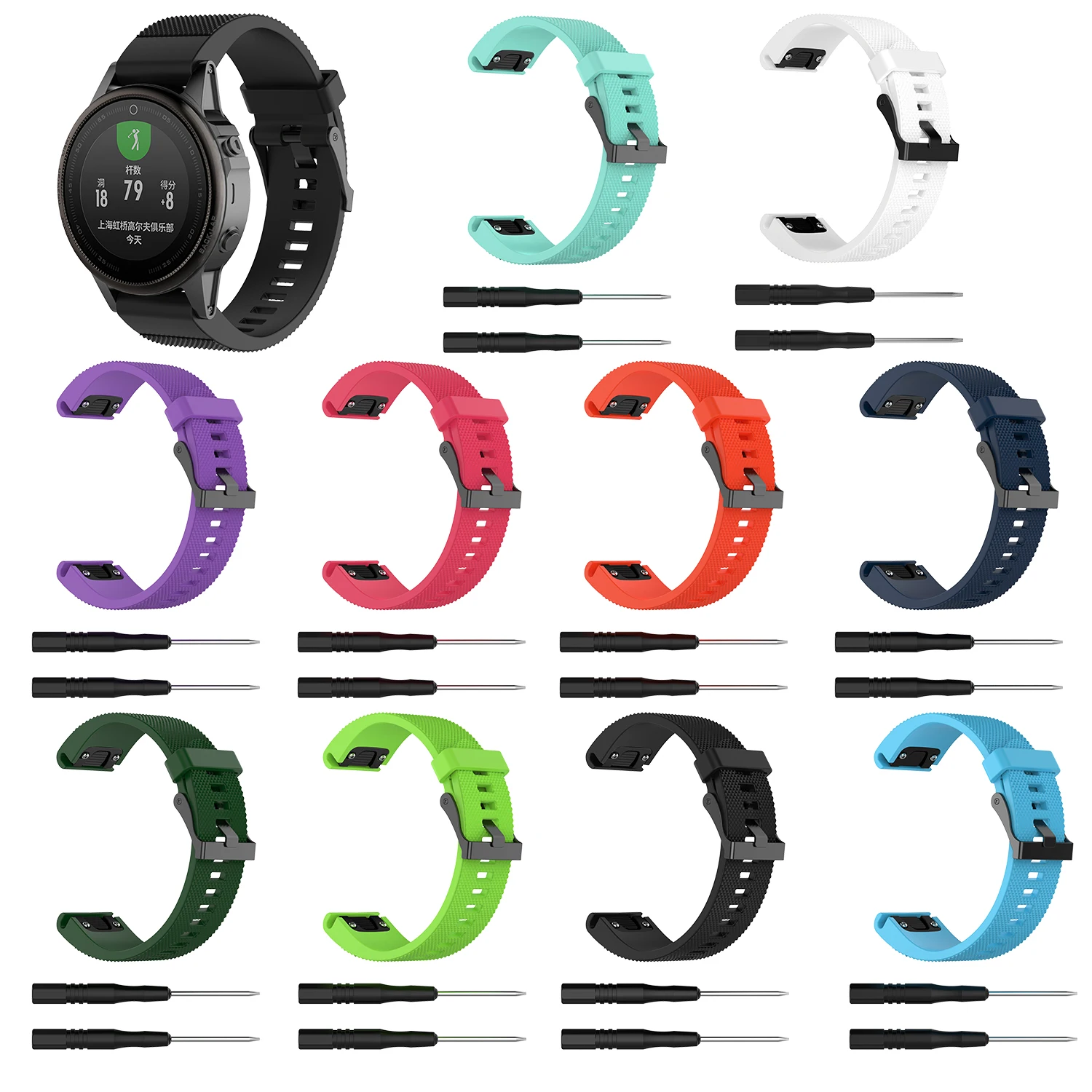 

Smart Watch Wristband Replacement For Garmin Fenix 6s / 5S / 5SPlus 20mm Silicone Textured Strap Watchband Smartwatch Accessorie