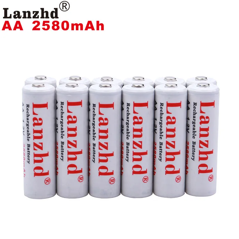 12 шт 1 2 V перезаряжаемые батареи AA литиевая батарея Pro 2580mAh Ni-MH для игрушка-фонарик
