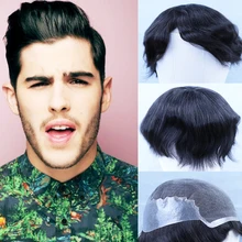 YY парики# 1B натуральные черные человеческие волосы мужские парики швейцарские кружева и ПУ remy волосы заменить мужчин t система 4x4-9x10 6 дюймов парик для мужчин