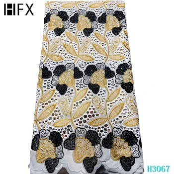 

HFX 2020 100% Cotton Lace Fabric African Swiss Voile Lace High Quality Embroidery White Lace Fabric Nigerian Fabrics F3067