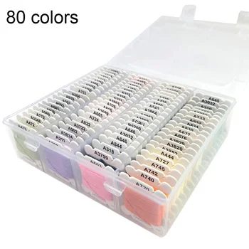 

80Pcs Thread Bobbins Thread Card Floss Crafting 6 Strands Rainbow Color Cross Stitch Thread with Box Embroidery Sewing Accessori