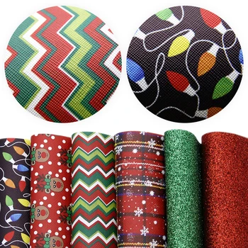 

6Pcs/lot 20*34cm Christmas Halloween Series Printed Glitter Faux Leather Assorted Set,DIY Handmade Materials For Crafts ,1Yc7711