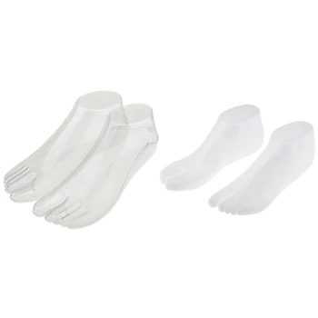 

2Pair Female Feet Mannequin Thong Style Foot Model for Sandal Shoe Sock Jewelries Display - Clear & White