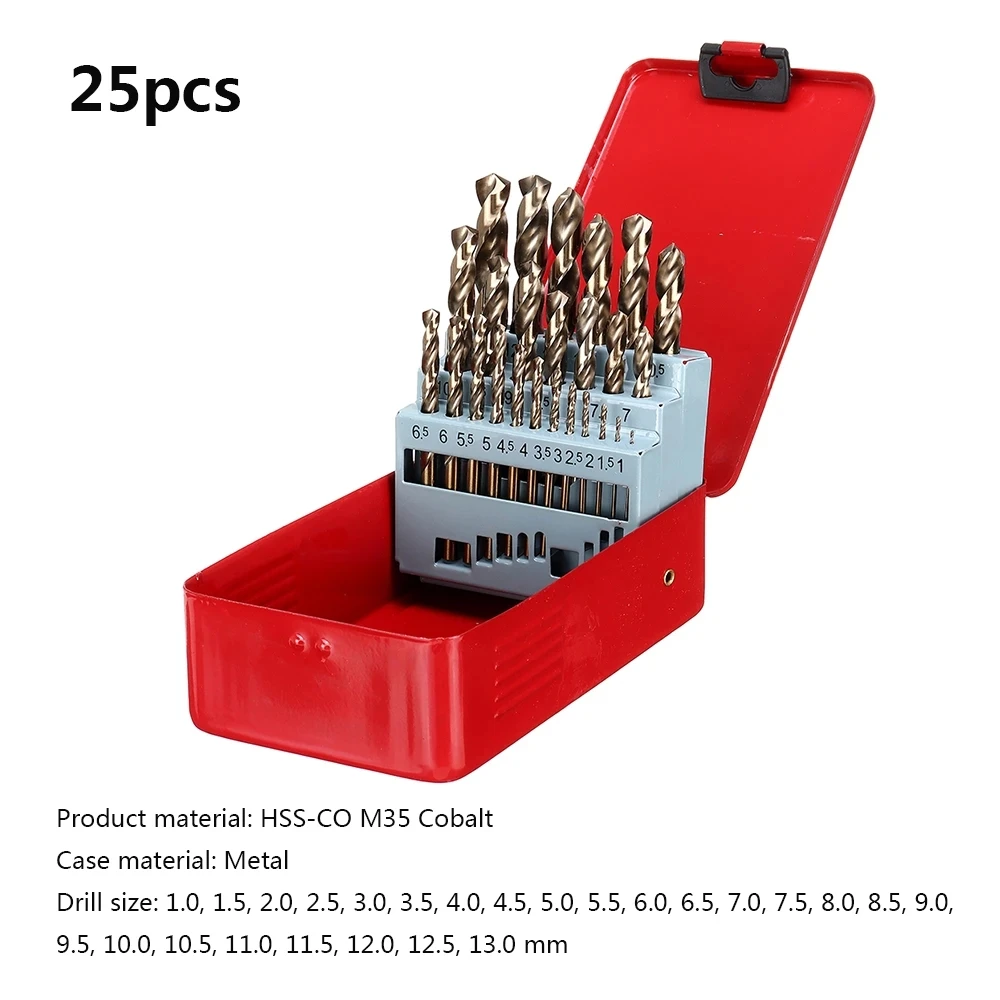 M35 5% kobalt spiraalboor set metrische rechte schacht set met metalen