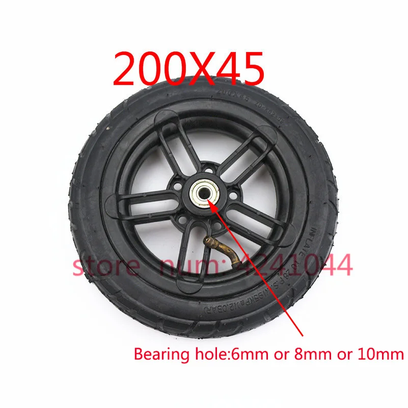 8 Inch Inflatable Wheel 200x45 Pneumatic Tyre Use Nylon Hub Fit M8 or M6 bearing 8" Air For Electric Scooter Replacement