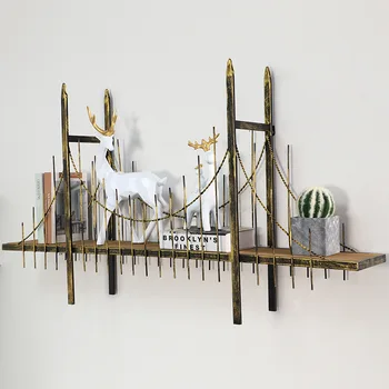 

American vintage bridge wall racks iron antique wall shelves home organization and storage shelves for wall industrial decor